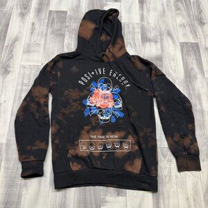 ✅Mens S Chemistry Bleached Hoodie Positive Energy Skull Graphic Print Sweatshirt